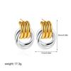 Pendientes Bicolor de Oro de 18 Quilates y Plata, Anillos Dobles Tridimensionales, Pendientes Sencillos de Bobina Envuelta de Tres Capas, Pendientes Transfronterizos Europeos y Americanos de Amazon