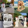 Un par de esculturas de elefantes de mármol blanco para entrada exterior, elefantes animales de mármol para patio y decoración de hotel