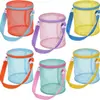 Bolso bandolera cilíndrico de malla color macarrón, bolsa de playa para niños, bolsa portátil de almacenamiento para natación, bolsa organizadora de almacenamiento para juguetes