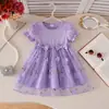 Vestidos para Niñas 2025 Verano Nuevo Estilo Bebé Niña Elegante Vestido de Princesa de Manga Corta Niña Super Hada Falda de Gasa Esponjosa