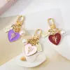 Llavero Lindo Chica Corazón Rosa Amor Placa Aleación Cabeza de Llavero para Coche Colgante de Auriculares Accesorios para Colgar en Bolsos