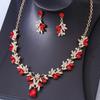 Collar y pendientes con diseño retro de flores elegantes y explosiones europeas y americanas, combina con todo, cadena de clavícula para mujer, novia.
