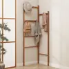 Perchero de pie para dormitorio, uso doméstico, perchero de esquina, almacenamiento, madera maciza, ahorrador de espacio, colgador de esquina simple para ropa y bolsos