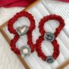 Elástico de Veludo Vermelho Diamante Brilhante de Ano Novo Elástico de Cabelo Feminino Não Machuca o Cabelo Elástico de Cabelo Novo 2023 Elástico de Cabelo de Alta Qualidade Elástico de Cabelo Durável