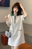 Vestido Polo com Gola Design de Cor Contrastante Verão Estilo Coreano 2025 Novo Vestido Camiseta Casual Esportivo de Manga Curta para Mulheres