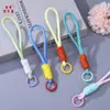 Cordón para teléfono con nudo de paraguas de dopamina, correa de muñeca corta de color block, correa de seguridad tejida para sujetar a mano anti-pérdida, cordón de juguete