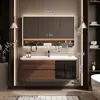 Set de Gabinetes de Baño Gesili Estilo Vintage con Lavabo Integrado de Cerámica y Madera de Nogal para Baño