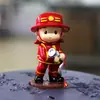 Decoração de bolo para assar pequeno bombeiro caminhão de bombeiros decoração cachorro cartão de chama mesa de sobremesa infantil vestir