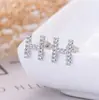 Brincos de pino em prata S925 iniciais coreanas 26 letras brincos de zircônia brincos iniciais transfronteiriças brincos com letras maiúsculas