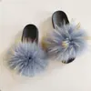 Estoque Pronto do Fabricante Novos Sapatos de Pelo com Solado Plano Raccoon Pelo de Raccoon Pelo de Raposa Chinelos para Mulheres Estação Europeia Transfronteiriça