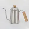 Bule de Café com Cabo de Madeira, Aço Inoxidável 304, Bule Espessado para Café Pour-Over, Bico Fino, Bico Longo, Bule de Gotejamento Doméstico para Preparo
