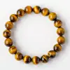 Pulseira de Pedra Olho de Tigre Amarelo Natural de Cristal Runya Contas de Pedra Olho de Tigre Amarelo Olho de Gato Atacado de Fábrica