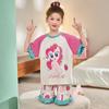 Pijamas coreanos para meninas, algodão puro, verão, pais e filhos, fino, manga curta, fofo, menina, Cunda, crianças, mãe e filha, roupas para casa