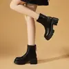 Botines Gruesos para Mujer 2026 Otoño/Invierno Nuevos Botines Estilo Británico Delgados de Suela Suave con Forro de Felpa para Mujeres Menudas Botas Martin