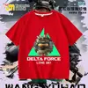 Nova Camiseta Delta Force Weilong Rosa Vermelho Comedor de Ouro Lobo para Meninos, Manga Curta Estudante Solta Tendência