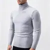 Suéter de Punto Cálido de Cuello Alto para Hombre Otoño/Invierno Estilo Coreano Ajuste Delgado Color Sólido Pulóver Ropa Interior de Punto