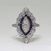 Suministro transfronterizo AliExpress wish explosiones joyería europea y americana fabricantes de anillos de circón azul accesorios de ropa joyería