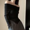 Top de Malha Feminino Novo Estilo Europeu e Americano Cross-Border, Peça Quente Sexy e Fashion de Manga Longa, Slim-Fit, Uma Manga Só