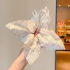 Scrunchie cuadrado de bufanda floral bordada para mujer, suave goma elástica de alta elasticidad para coleta, accesorio para el cabello de alta gama