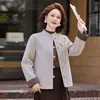 Novo Casaco de Lã Dupla Face Chinês Feminino Lã Mãe Gola Redonda Petite Estilo Nacional Bordado Redutor de Idade Solto Outono Inverno