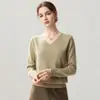 Otoño Invierno Mezcla de Lana y Cachemira para Mujer Otoño Invierno Calibre Doce Cuello en V Liso Color Sólido Suéter Holgado para Mujer Capa Base
