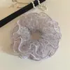 Goma para el pelo de organza floral color lila dulce para mujer, estilo pastoral, suave y elegante, versátil para el uso diario