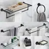 Toallero negro transfronterizo, estante de almacenamiento para baño, toallero de aluminio para espacio de baño, juego de accesorios de ferretería