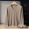 Suéter de Cachemir 100% para Hombre con Cuello en V Otoño/Invierno 2025 Nuevo Top de Punto Casual Capa Base Suéter de Cachemir