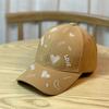 Gorra de Béisbol de Ala Dura con Bordado de Corazón para Mujer, Gorra de Béisbol Versátil Estilo Coreano, Sombrero de Sol para Parejas con Letras en Inglés