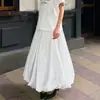 Saia Elegante e Versátil de Cetim com Bolinhas para o Trabalho, Saia Longa Elegante de Cintura Alta, Saia Evasê Fluida com Estampa de Flores