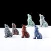 Natural Crystal Wolf animal escultura pedra semi-preciosa etiqueta mineral casa desktop decoração artesanato ornamentos