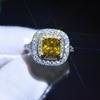 Cruz-border PT950 platinado imitação Mosan Diamond Square grupo anel simulação princesa quadrado cor quilate anel de diamante