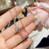 Colar Camélia Princesa Francesa Série Pedra Preciosa Rosa Banhado a Ouro 18K Diamante Brilhante Conjunto de Colares de Luxo para Eventos Sociais