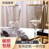 Copa de vino tinto de cristal de lujo con borde dorado y triángulo martillado, de estilo nórdico, de gran apariencia, para champán, agua y decoración.
