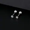 Pendientes de Hueso de Oreja de Zirconio Super Brillante de Cuatro Garras de Plata S999 Banyan Tree para Hombres y Mujeres Torniquete Simple para Agujeros de Oreja Pendientes Anticaída