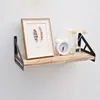 Estante de Pared de Hierro y Madera Simple de Moda Combinación de Hierro y Madera Estante de Una Palabra Estante de Almacenamiento de Llaves para Sala de Estar Pared