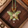 Novo Colar de Brocal Chinês Estilo Nacional Tecido Song Brocado Tons Verdes Retro Hanfu Qipao Estilo Longo Versátil Colar de Tecido Song Brocado