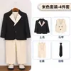 Conjunto de traje para niños, traje de estilo británico para niños, atuendo de paje para celebraciones del primer cumpleaños, ropa formal para niños para recitales de piano y actuaciones
