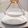 Prato de cerâmica para uso doméstico, prato de cozimento a vapor com múltiplos furos, prato redondo criativo para cozinhar pães a vapor, bolinhos, frutos do mar e como escorredor para bolinhos