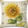 Funda de almohada de lino con estampado floral y de plantas retro para el hogar, sala de estar, sofá, cojín de coche y almohada; Admite personalización
