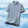 Camisas Polo de Manga Curta para Homens e Mulheres, Novo Estilo de Verão Roupas de Trabalho de Seda Gelada, Camisas Publicitárias com Gola, Camisas Sem Costura de Secagem Rápida