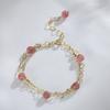 Pulsera de Cristal de Doble Capa Badu para Mujer, Versátil y de Alta Gama, Cristal de Fresa Piedra Lunar, Pulsera Joyería Flor de Durazno Amor Estable