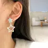 Brincos de Clipe Azuis Fofos de Gato com Gotejamento de Óleo para Verão para Mulheres, Brincos de Pino Criativos Frescos Estilo Coreano com Orelhas de Gato, Estrela de Cinco Pontas