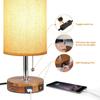 Lámpara de Mesa de Madera Recargable por USB Lámpara de Mesa para Dormitorio Hogareño Mesita de Noche Cubierta Cuadrada de Tela Luz Nocturna Especial Transfronteriza de Amazon