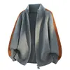 Transfronterizo 2026 Otoño/Invierno Nuevo Estilo Coreano Cárdigan de Punto para Hombre Chaqueta Suéter de Bloques de Color de Moda Prenda de Punto para Hombre