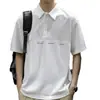 Nova camisa polo masculina de verão, elegante e descolada, tamanho grande, top casual de manga curta, camiseta moderna solta de meia manga