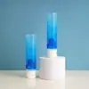 Tubo de Plástico Vacío de 100ml Azul Translúcido Mate Tubo PE Tapa Abatible Envase para Tubo de Pasta de Dientes Crema de Manos Crema Facial Tubo Vacío
