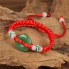 Pulseira de Cordão Vermelho do Ano do Zodíaco Tecida à Mão Fivela de Segurança de Jade Imitação para Garantir Segurança Pulseiras Masculinas e Femininas Presente Joias Atacado