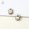 Miçangas de Liga Metálica com Gotejamento de Óleo Gatinho Cereja com Furo Reto Acessórios Manuais DIY para Contas Correntes de Celular, Pulseiras, Chaveiros, Pingentes