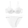 Lencería de Alta Gama Transfronteriza para Mujeres con Bustos Pequeños, Push-Up y Moldeador Redondo, Soporte Suave con Aros, Anticaída, Sexy Diseño Calado, Busto Hermoso, Conjunto de Sujetador Cómodo